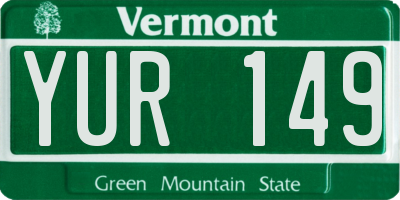 VT license plate YUR149