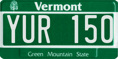 VT license plate YUR150