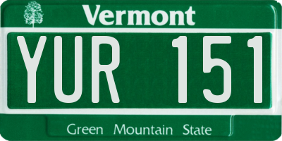 VT license plate YUR151