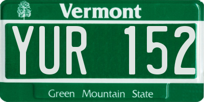 VT license plate YUR152