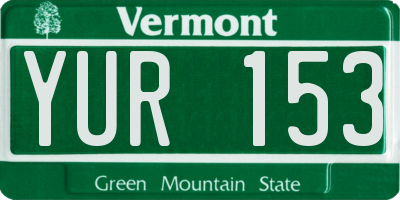 VT license plate YUR153