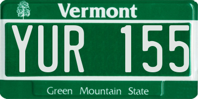 VT license plate YUR155