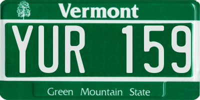 VT license plate YUR159