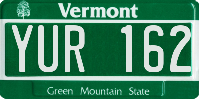 VT license plate YUR162