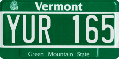VT license plate YUR165