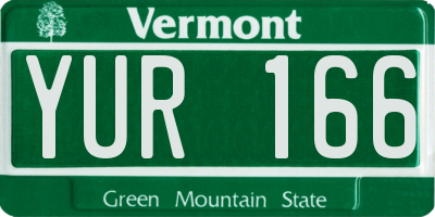 VT license plate YUR166