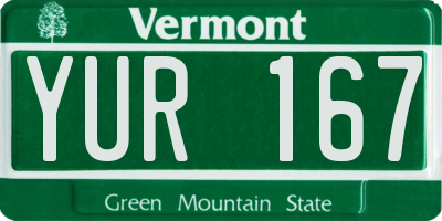 VT license plate YUR167