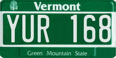 VT license plate YUR168