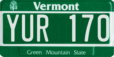 VT license plate YUR170