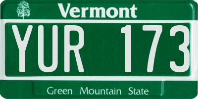 VT license plate YUR173