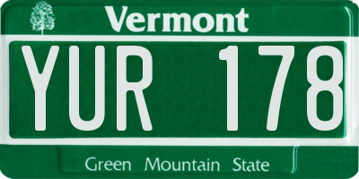 VT license plate YUR178