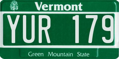 VT license plate YUR179