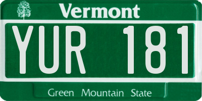 VT license plate YUR181
