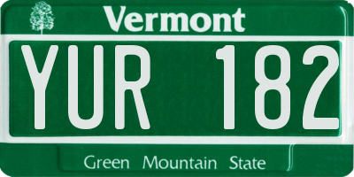 VT license plate YUR182