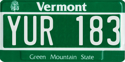 VT license plate YUR183