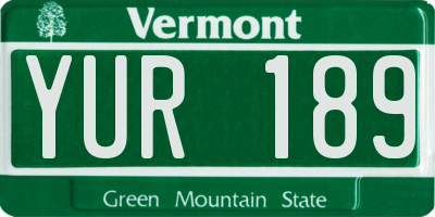 VT license plate YUR189
