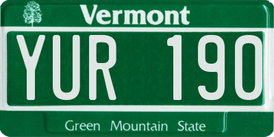VT license plate YUR190