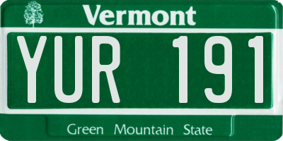 VT license plate YUR191