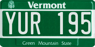 VT license plate YUR195