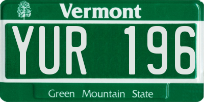 VT license plate YUR196