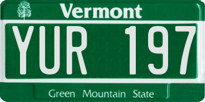 VT license plate YUR197