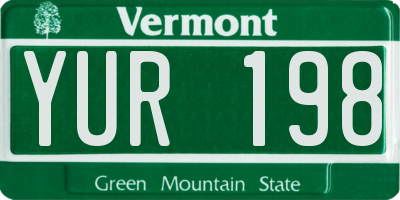 VT license plate YUR198