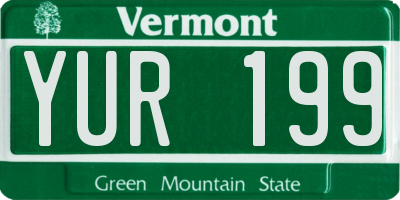 VT license plate YUR199