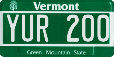 VT license plate YUR200