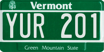 VT license plate YUR201