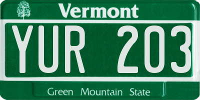 VT license plate YUR203
