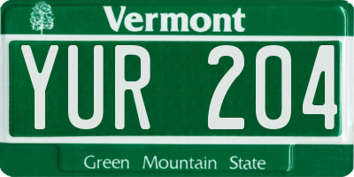 VT license plate YUR204