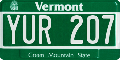 VT license plate YUR207