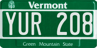 VT license plate YUR208