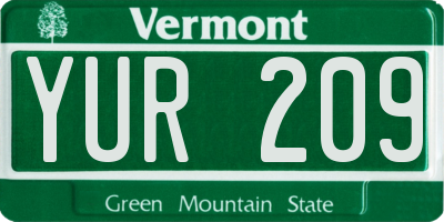 VT license plate YUR209