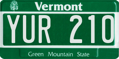 VT license plate YUR210