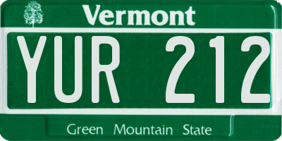 VT license plate YUR212