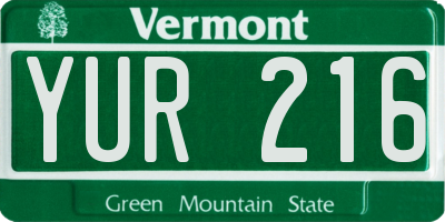 VT license plate YUR216