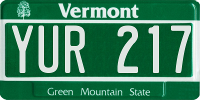 VT license plate YUR217