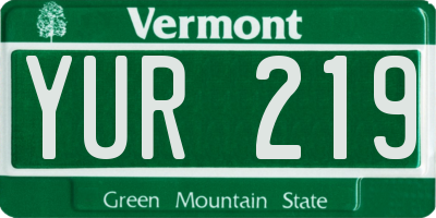 VT license plate YUR219