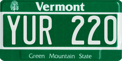 VT license plate YUR220