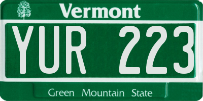 VT license plate YUR223