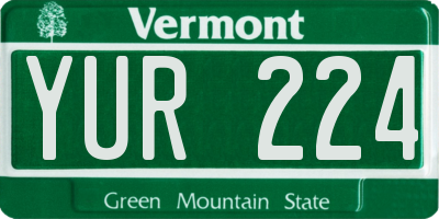 VT license plate YUR224