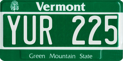 VT license plate YUR225