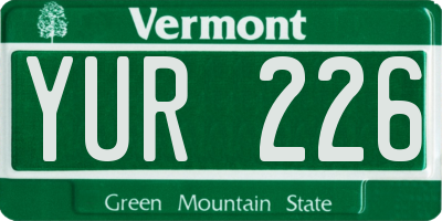 VT license plate YUR226
