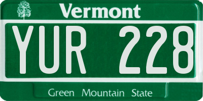 VT license plate YUR228