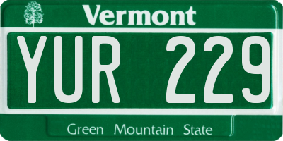 VT license plate YUR229