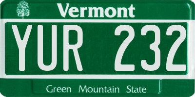 VT license plate YUR232