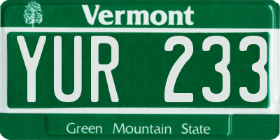VT license plate YUR233