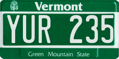VT license plate YUR235