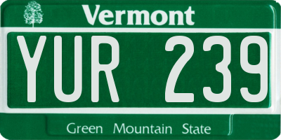 VT license plate YUR239